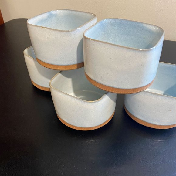 Five Teacups, Japanese Hand Thrown, Ice Blue - Picture 2 of 8